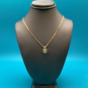 Necklace 14k Serpentine 16” Diamond 2.5mm pendant .25ct